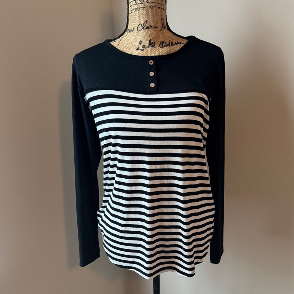 Chic Striped Long Sleeve Top
